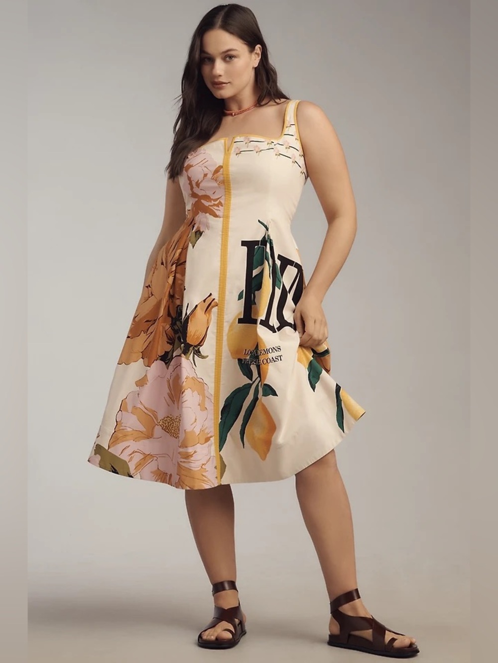 Anthropologie Maeve Sleeveless Notched Square-Neck Midi Dress 2X